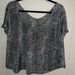 silver cheetah print top, flowy